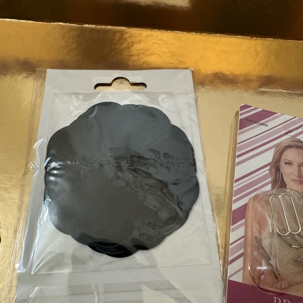 NuBra Black Breast Petals and Clear Bra Straps Set